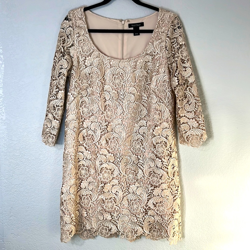 White House Black Market Champagne Lace Dress